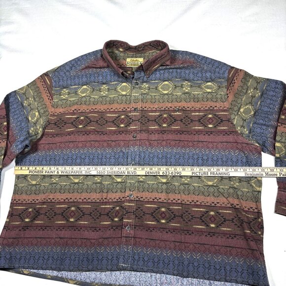 VTG Cabelas Deerskin Soft Chamois Aztec Southwestern Flannel Shirt Mens 4XL - Picture 6 of 8